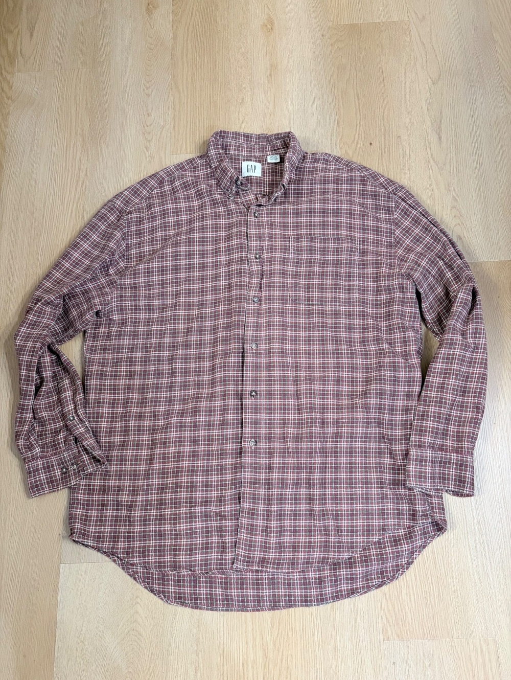 Men’s Vintage GAP Plaid Button Down Shirt Red Green Size XL